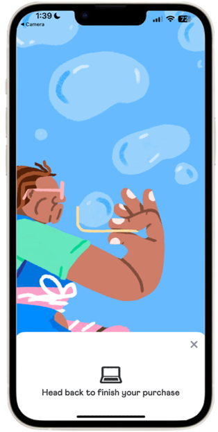 A cell phone with a cartoon of a person blowing bubbles

Description automatically generated